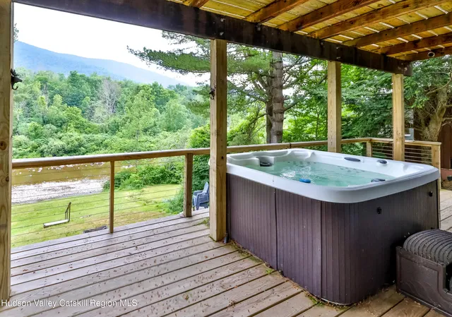 a view of a wooden deck