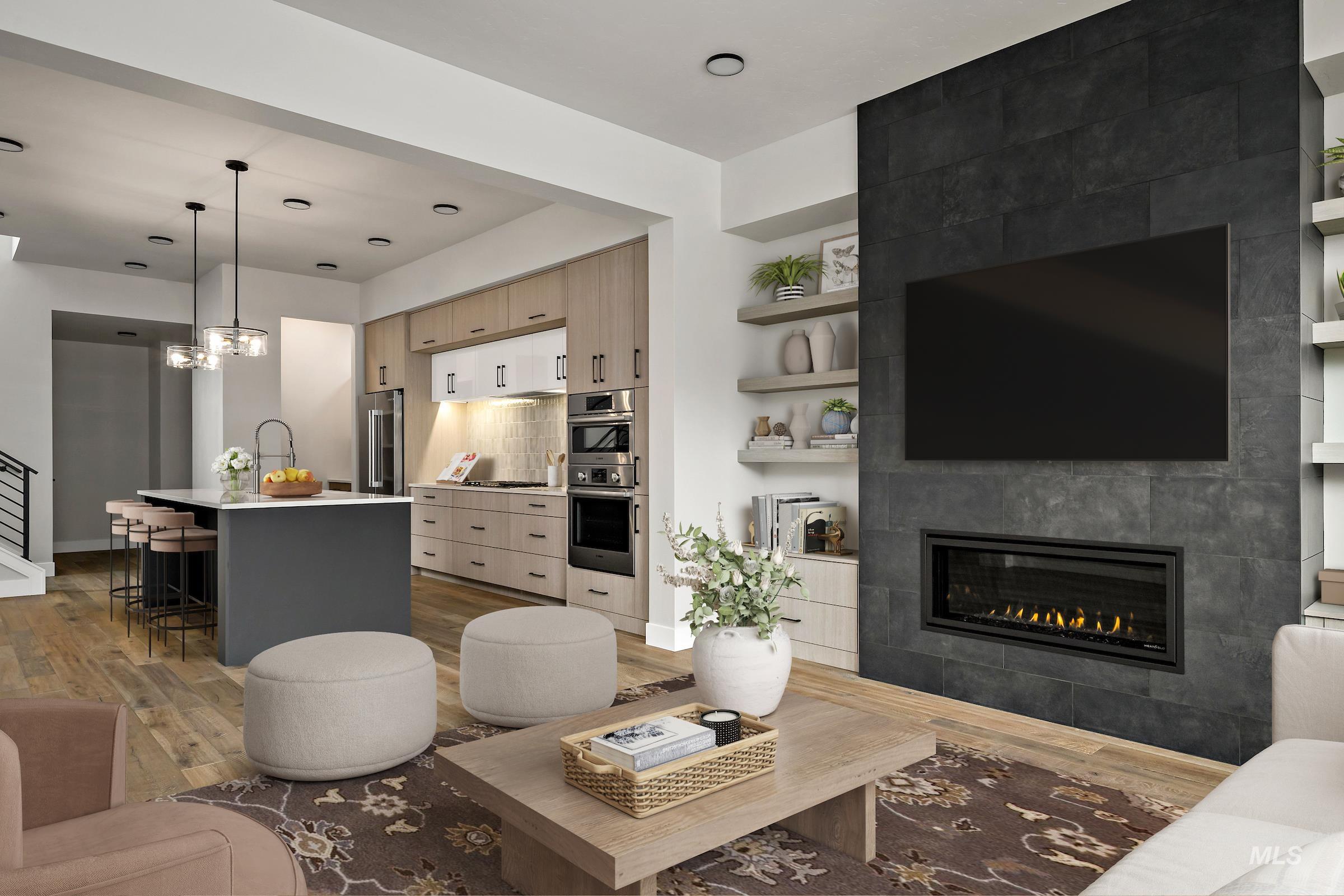 11709 North Rabbitbrush Way Boise, ID 83714 - Photo 13 of 31 Living room with a fireplace and light wood-type flooring