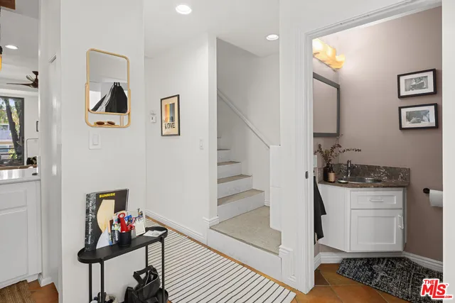 a view of entryway and workspace