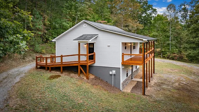 a house view with a outdoor seating space