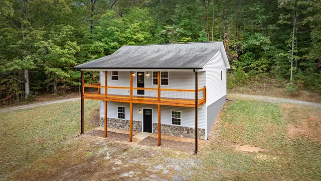 a view of a garden with an outdoor space