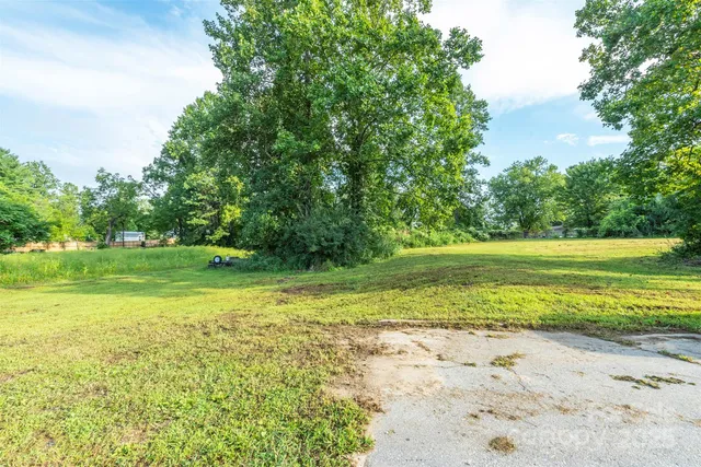a view of a field with an ocean view