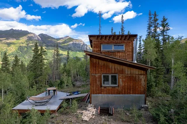a view of a back yard with a garden