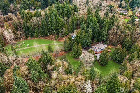 a view of a lake with a house