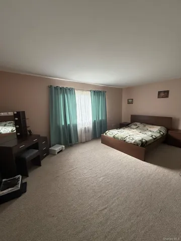 a bedroom with a bed and a tv