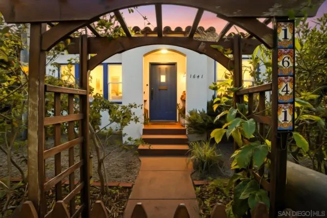 a view of a building with a porch