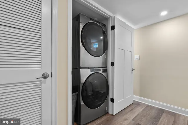 a utility room with dryer and washer