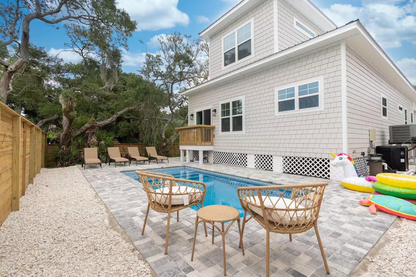 600 Twenty-First Street St. Augustine, FL 32084 - Photo 29 of 32 a view of a house with swimming pool and sitting area