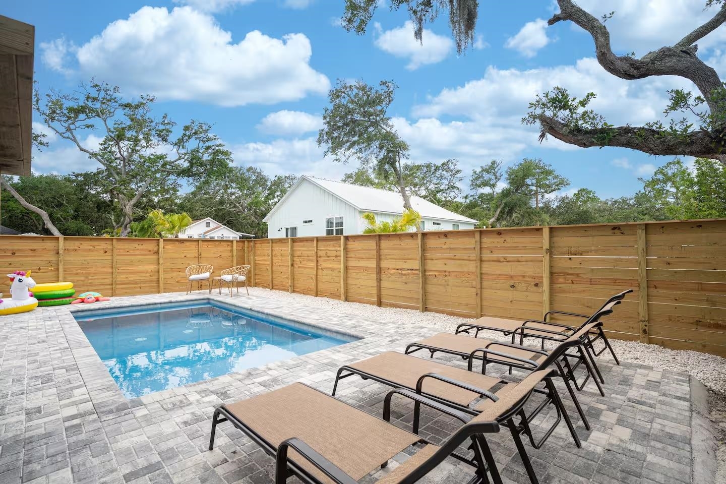 600 Twenty-First Street St. Augustine, FL 32084 - Photo 30 of 32 a view of a swimming pool with a lounge chairs