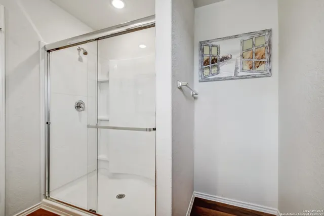 a bathroom with a shower
