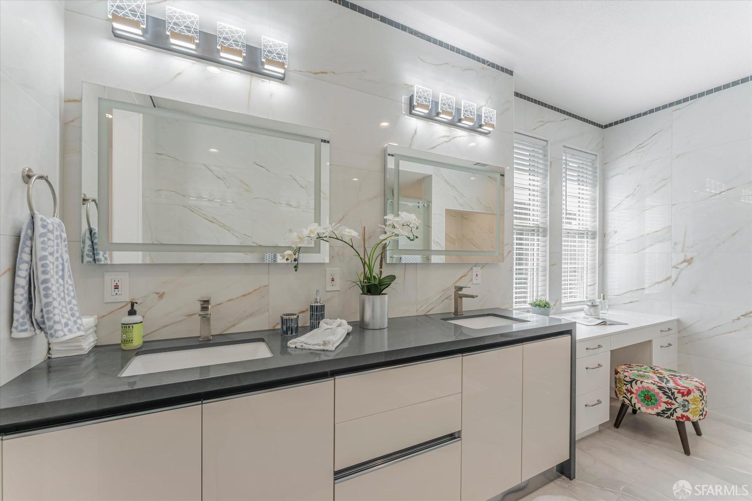 10 Jouett Square Alameda, CA 94501 - Photo 16 of 23 a bathroom with double sink and a mirror