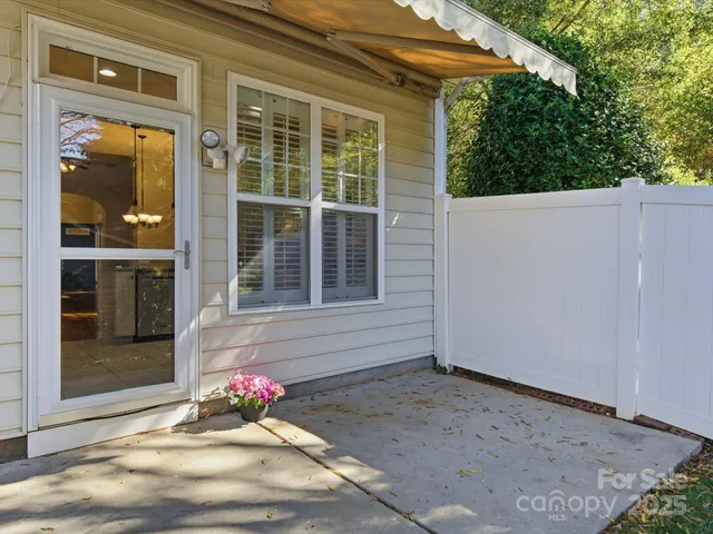 a view of a porch with a bench