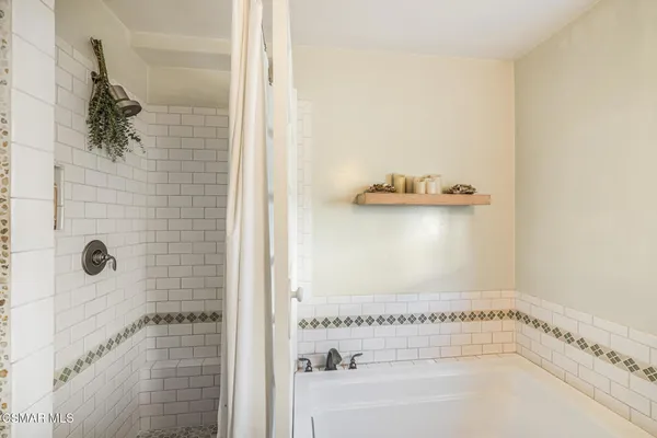 a bathroom with a bathtub