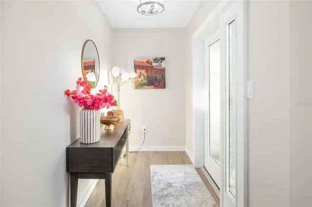 a view of a hallway with entryway