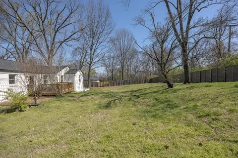 a backyard of a house with lots of green space