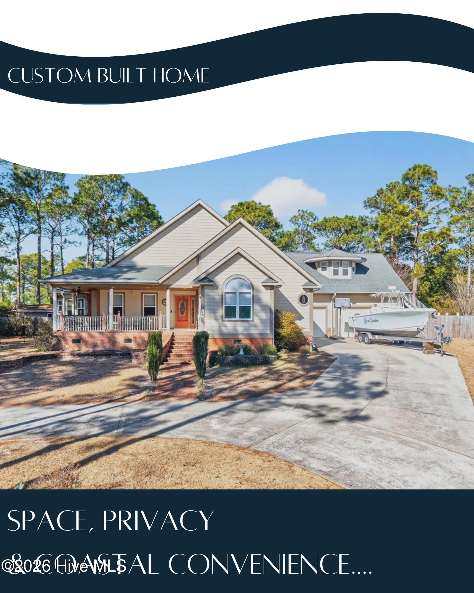 18 Brierwood Road Southwest Shallotte, NC 28470 - Photo 3 of 70 Beautiful custom-built home with inviting curb appeal, circular driveway, and spacious 0.8-acre lot in Brierwood Estates.