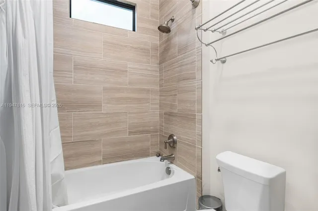 a bathroom with a bathtub