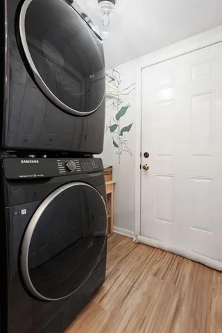 a utility room with dryer and washer