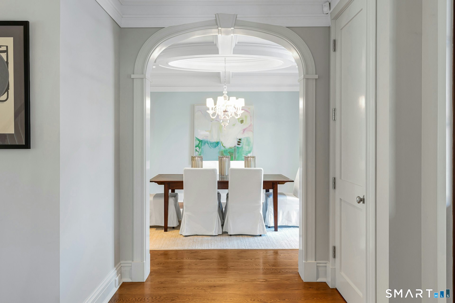 80 Compo Road North Westport, CT 06880 - Photo 11 of 40 a view of a dining room with furniture and wooden floor