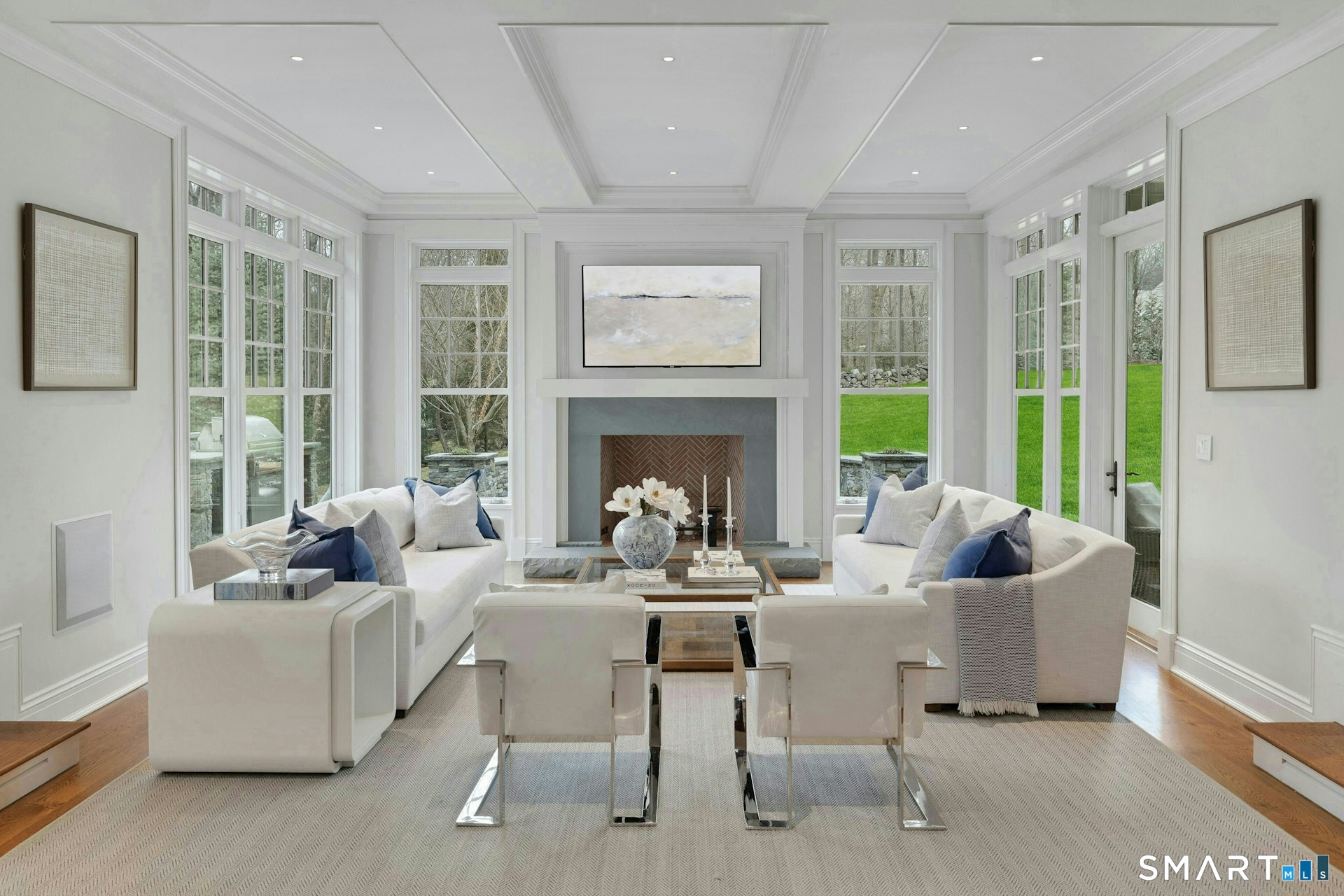 80 Compo Road North Westport, CT 06880 - Photo 8 of 40 a living room with furniture and a fireplace