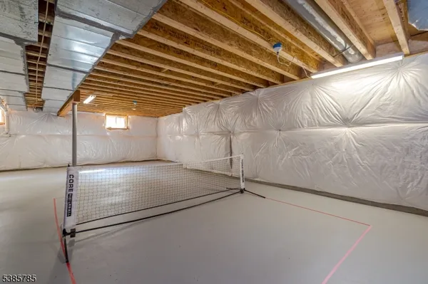 a view of a room with racks on the wall