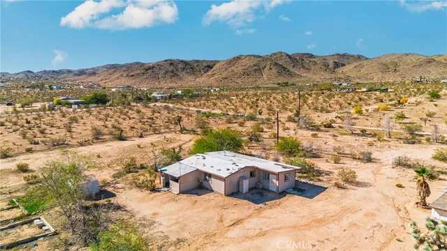 a view of a terrace with a mountain