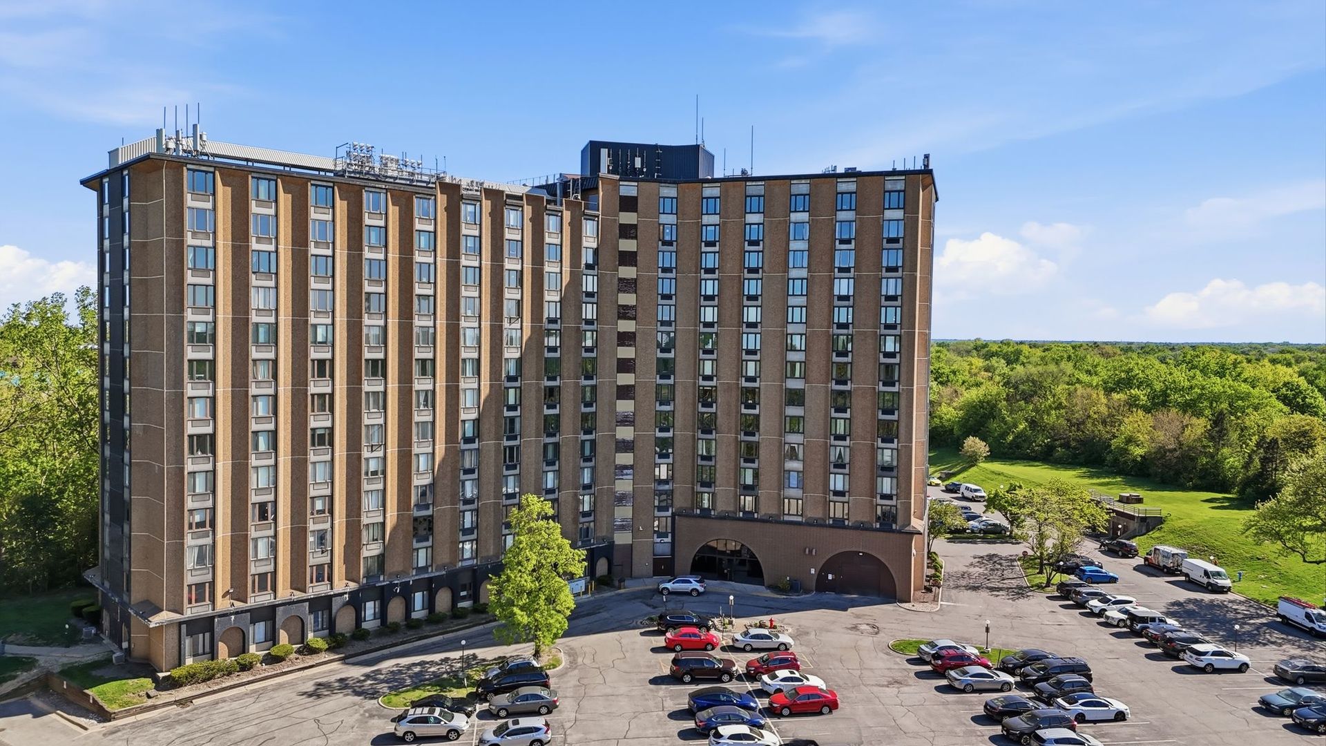 a view of a building with a outdoor space