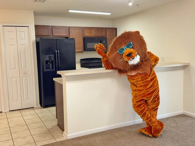 a room with refrigerator and toys