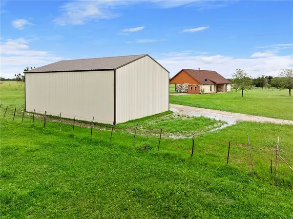 a view of a garden with a slide