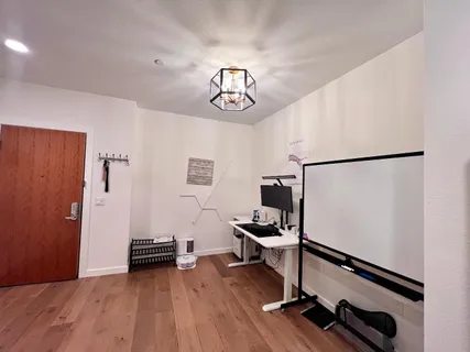 a view of workspace with gym equipment