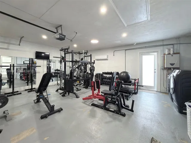 a view of a room with gym equipment