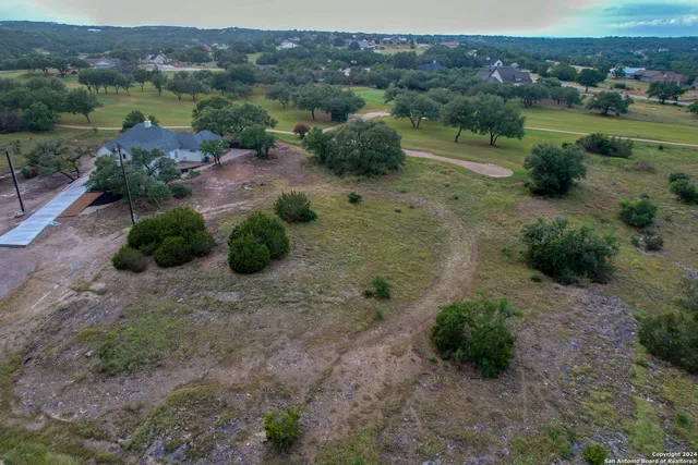 an aerial view of green landscape with trees houses and mountain view