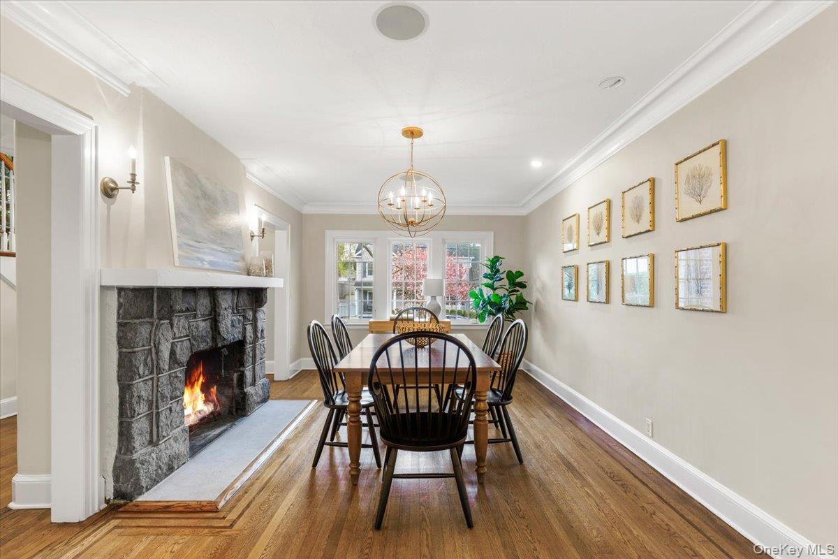 30 Lindbergh Avenue Rye, NY 10580 - Photo 14 of 36 The dining room has a beautiful wood burning fireplace.