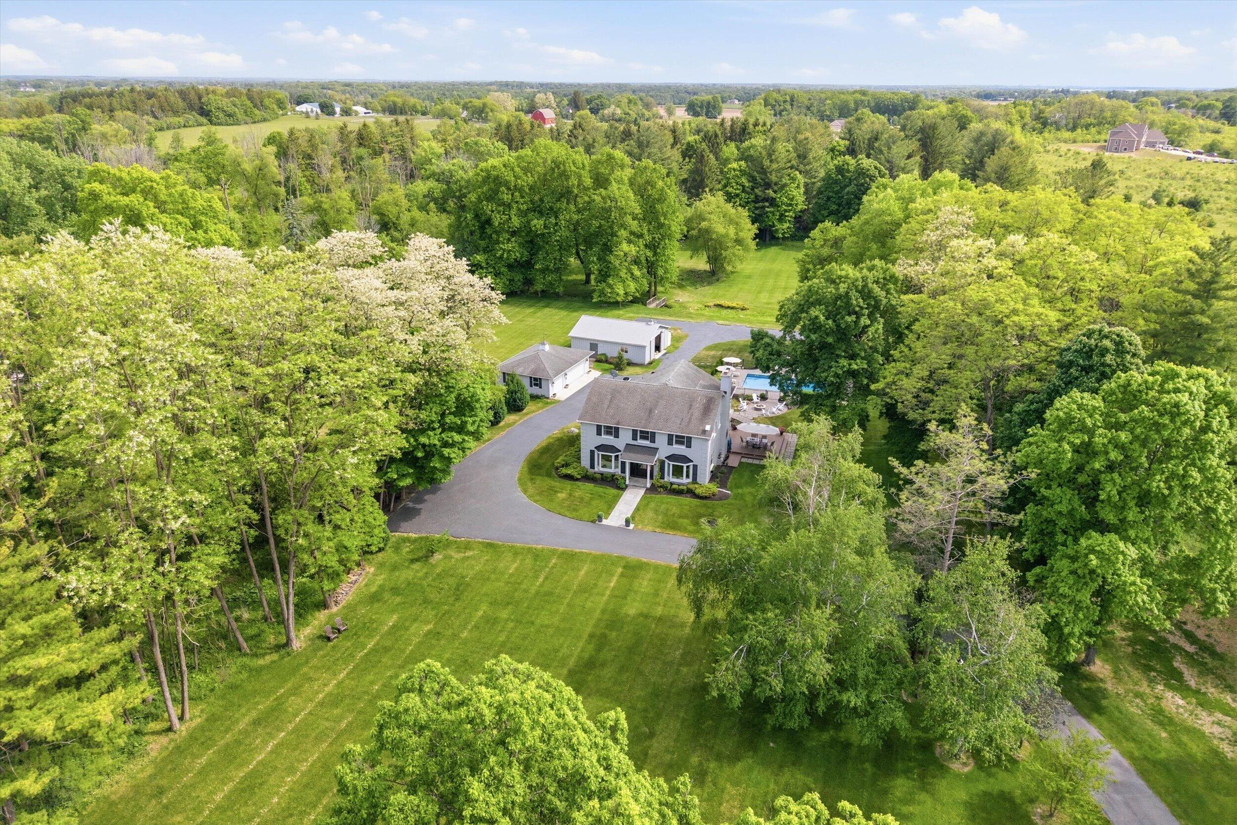 9431 Hawthorne Road Mequon, WI 53097 - Photo 59 of 67 Aerial view of front of property