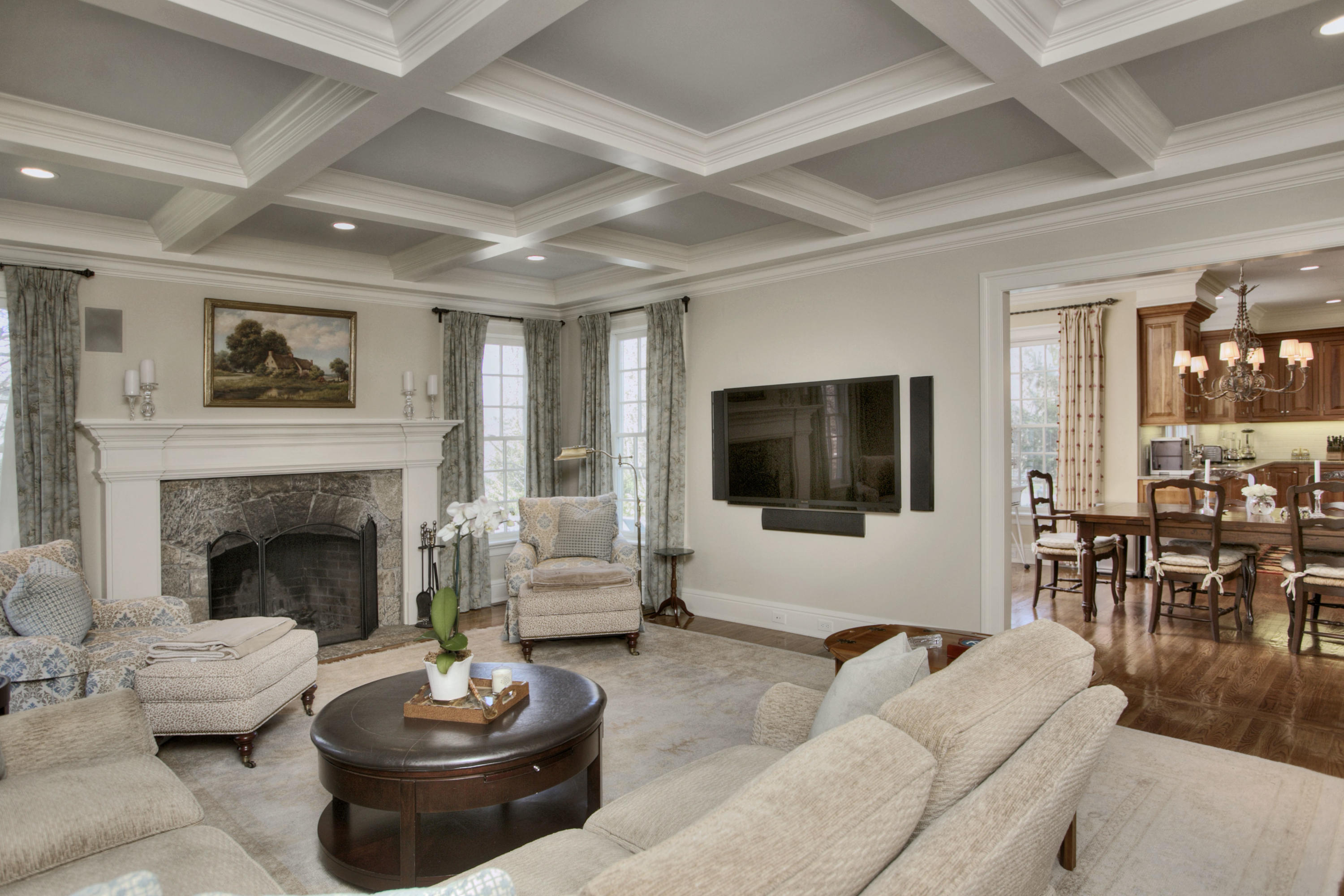 550 Brookside Road New Canaan, CT 06840 - Photo 14 of 32 a living room with furniture a fireplace and a flat screen tv