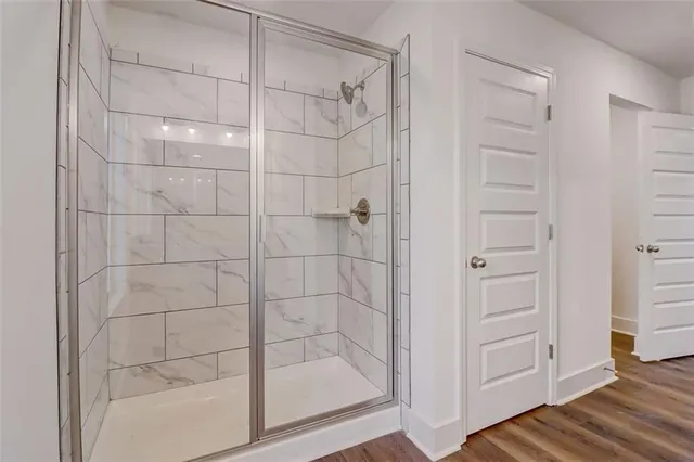 a bathroom with a shower