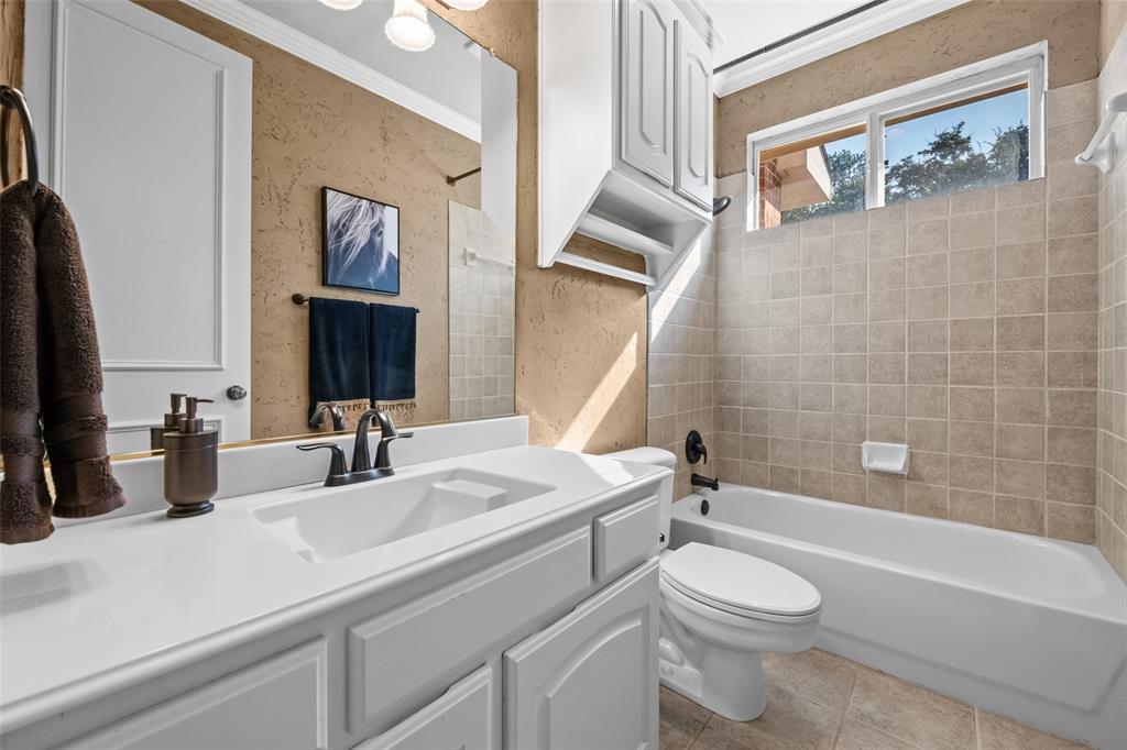 3904 Edna Valley Court Flower Mound, TX 75022 - Photo 17 of 36 a bathroom with a toilet a sink and a mirror