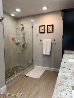 a bathroom with a shower