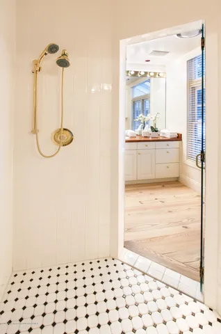 a bathroom with a shower