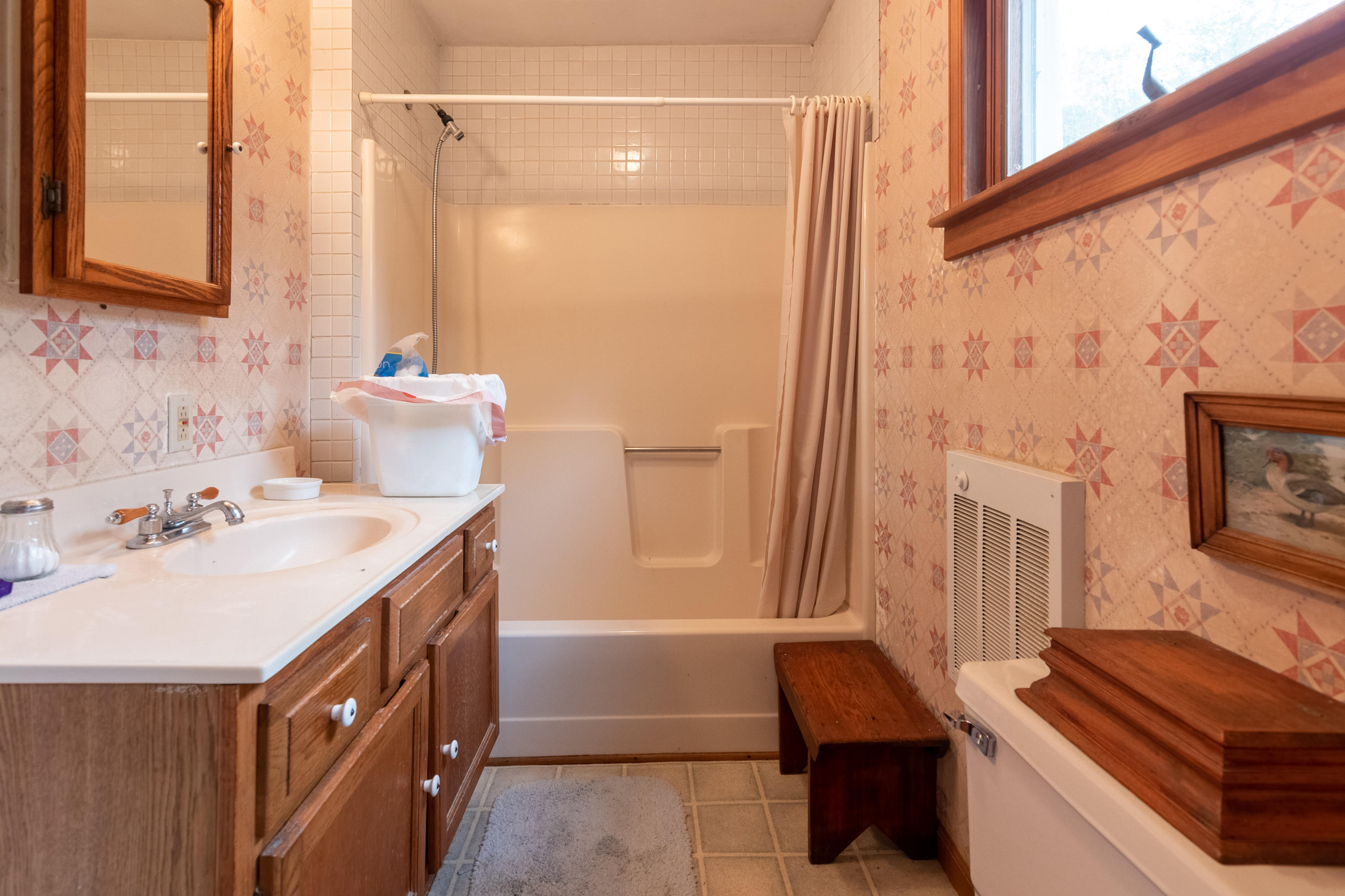 361 Wade Road Northwest Floyd, VA 24091 - Photo 7 of 48 a bathroom with a sink a mirror and a bathtub