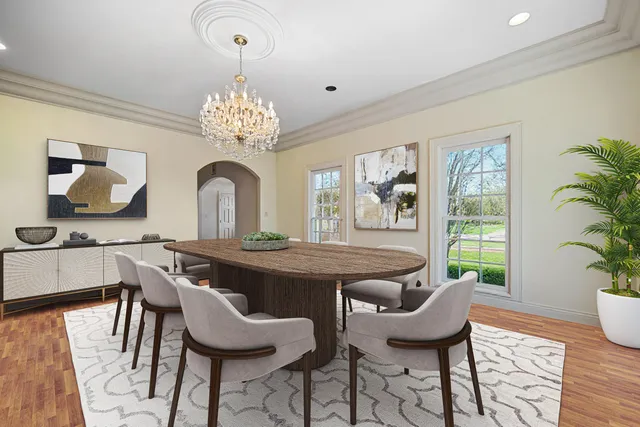 a living room with large window