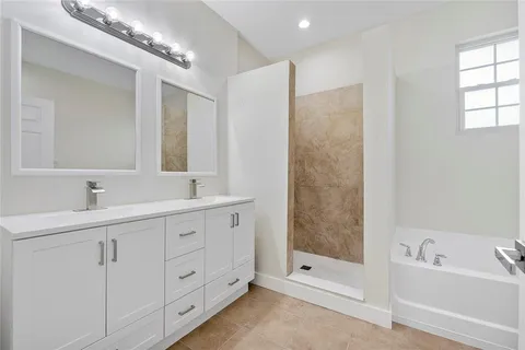 a bathroom with a bathtub