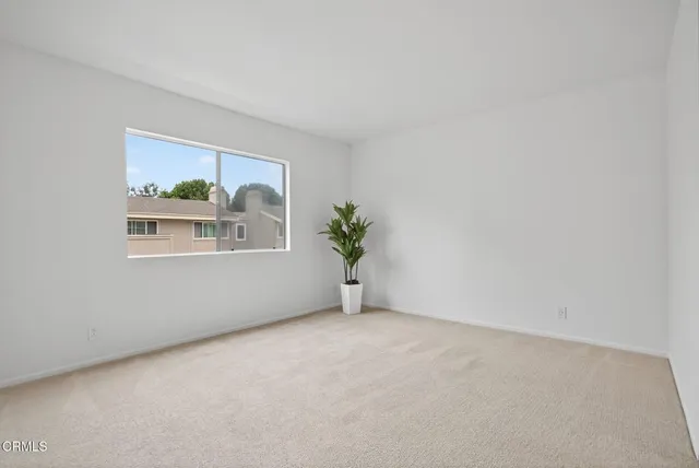 a view of an empty room with a potted plant