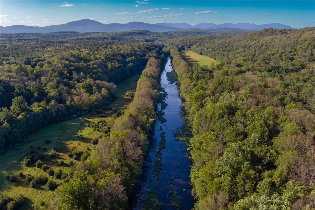 Aerial view with a mountain view