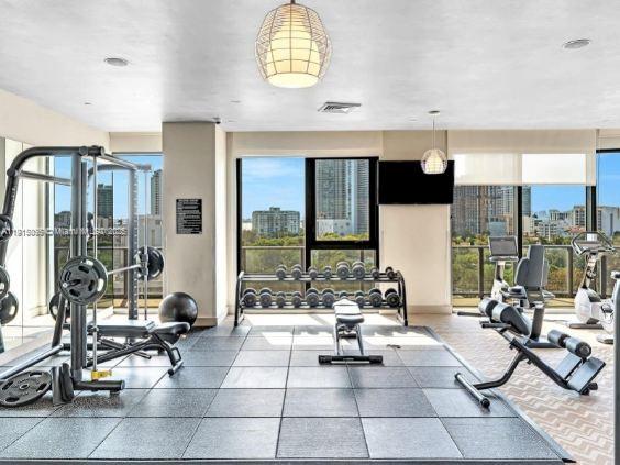 121 Northeast 34th Street, Unit 2811 Miami, FL 33137 - Photo 30 of 35 a living room with patio furniture and floor to ceiling windows