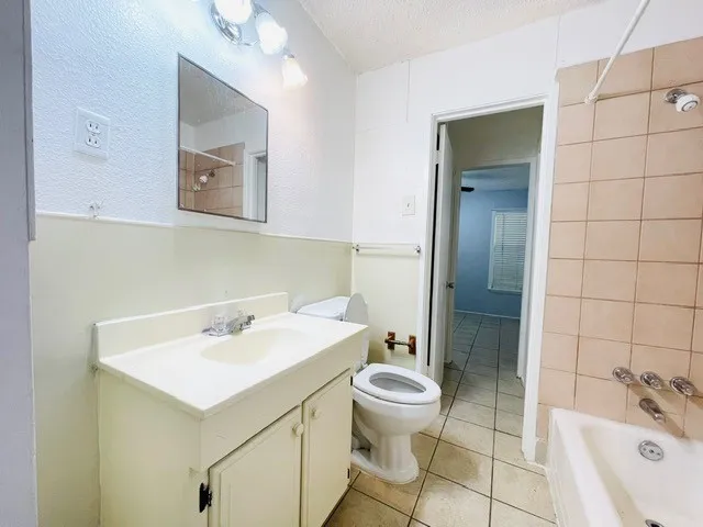a bathroom with a bathtub