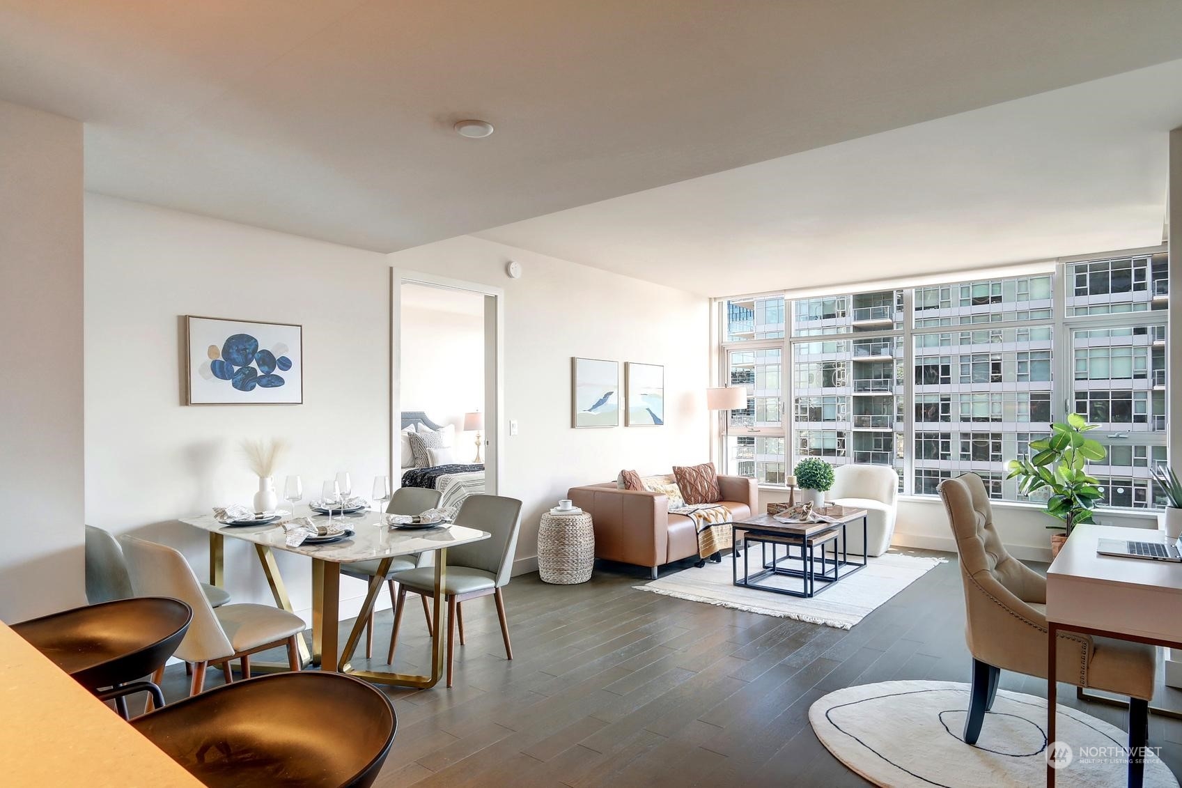 583 Battery Street, Unit 2708N Seattle, WA 98121 - Photo 8 of 30 a living room with furniture and a large window