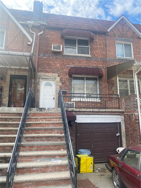 a view of a building with a bench