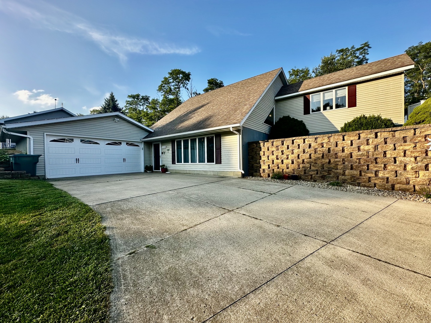 front view of a house with a garage