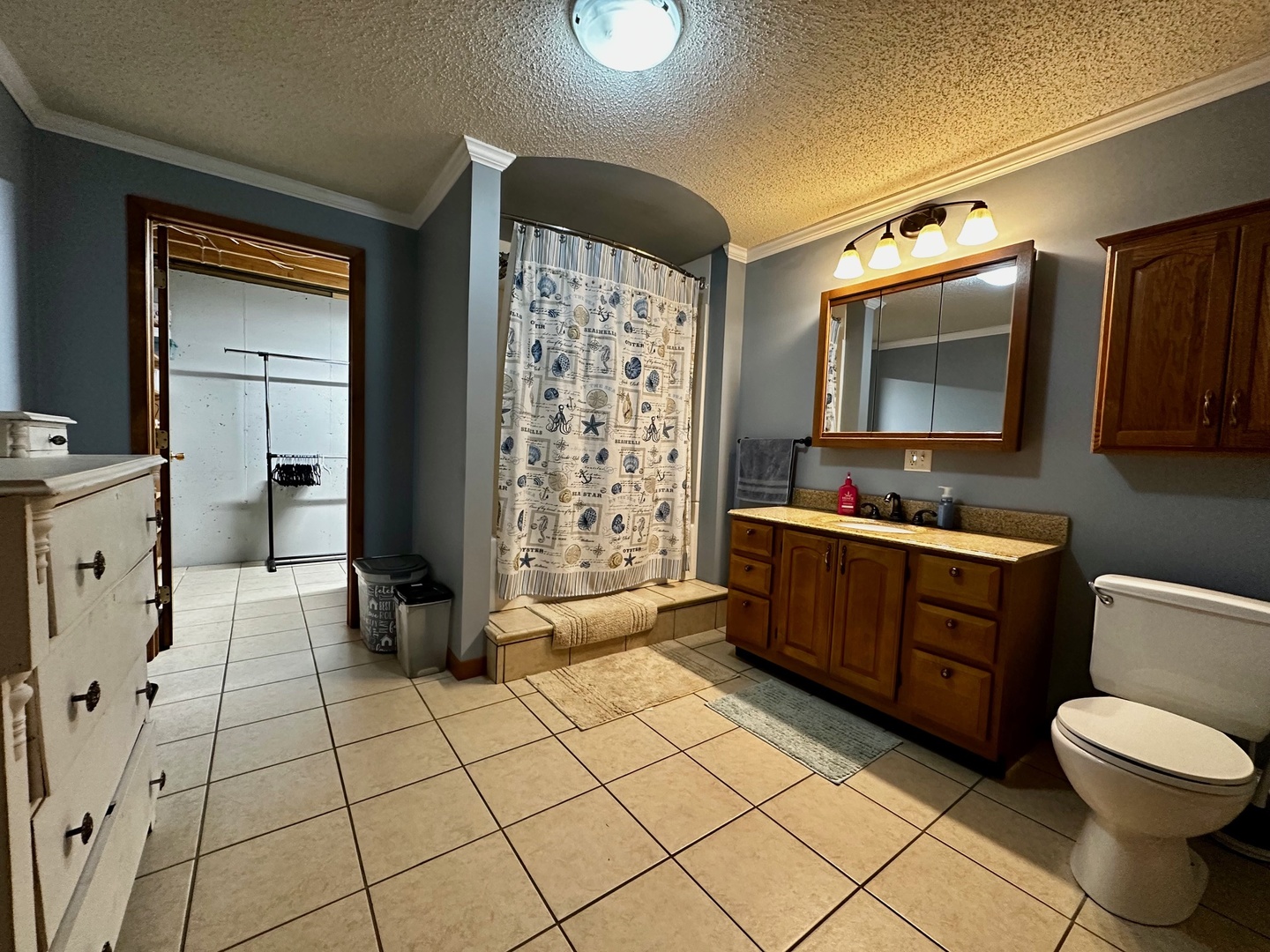 4100 416 North Clinton, IL 61727 - Photo 17 of 33 a spacious bathroom with a double vanity sink toilet and shower